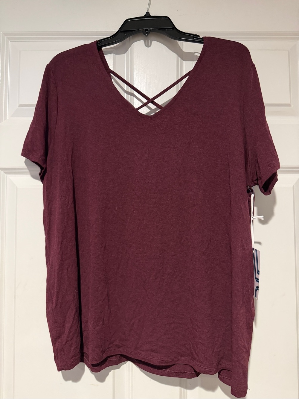 Market & Spruce Short-Sleeve Crisscross V-Neck Tee - Burgundy
